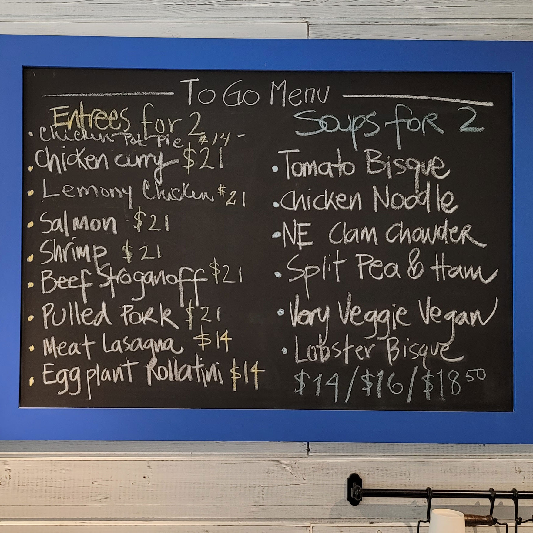 To Go Menu